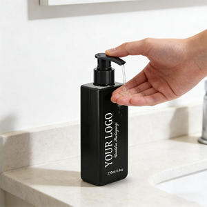 Bouteille plate en plastique PET de 250 ml (8 oz) avec pulvérisateur à pompe pour shampoing, gel douche, lavage corporel - Emballage personnalisé avec logo, flacons à pompe pour lotion - Product Image 3