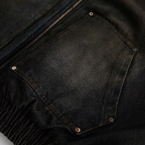 Veste à capuche en jean pour homme, brodée, rembourrée, hiver, coupe ample, séchage rapide, poche zippée sur le bras, manteau décontracté - Product Image 6