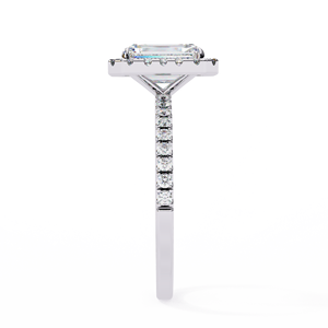 lab grown diamond Emrald <b>solitaire</b> engagement <b>ring</b> for women <b>silver</b> side stone custom lab created diamond jewelry - Product Image 3