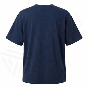 T-shirts en coton surdimensionnés pour femmes, col rond, manches courtes, coupe décontractée ample, épaules tombantes, couleur personnalisable, style décontracté et tendance - Product Image 2