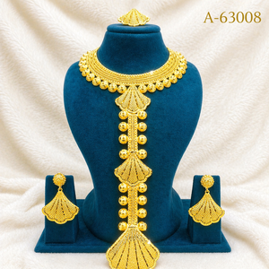 MOLL JEWELLERS Ensemble de collier et boucles d'oreilles élégants pour femme, finition or et argent, style ethnique, avec pendentif long à pompon A-63004 - Product Image 5