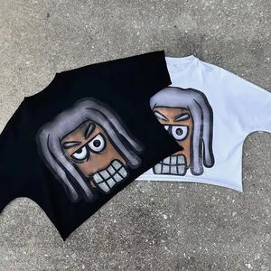 Cartoon Graphic Crop T Shirt Women Oversized Streetwear <b>Y2K</b> Printed Crop <b>Top</b> Custom Logo Tee - Product Image 1