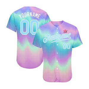 เสื้อเบสบอลสีไล่ระดับแบบกำหนดเอง พิมพ์ชื่อทีม 00 พิมพ์ลาย โพลีเอสเตอร์ระบายอากาศได้ดี แขนสั้น ใส่ได้ทั้งชายและหญิง - Product Image 2
