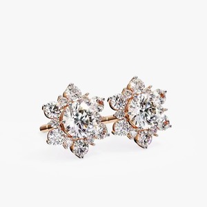 New Flower Shape Luxury Moissanite Round Cut Diamond <b>Earrings</b> for Women's Certified Sustainable Fine Available For Sale - Product Image 1