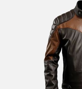 Men's <b>Western</b> Style Leather <b>Jacket</b> Stand Collar Zipper Closure Quick-Dry Breathable Nylon/Cotton Shell Soft Durable Winter - Product Image 6