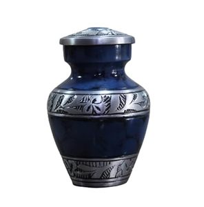 Classical Teardrop <b>Ceramic</b> Urn Blue with Silver Floral Band Pet Caskets & Urns Durable - Product Image 1