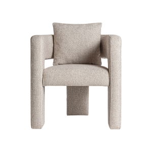 Sillón Contemporáneo de Teca, Sillón Tapizado con Brazos Curvos, Asiento Cómodo con Cojín de Soporte, para Hogar, Oficina, Hotel - Product Image 3