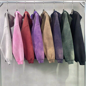 Sudadera con capucha unisex vintage de algodón 100% French Terry 450G, estilo de tendencia pesado, con cremallera, efecto desgastado por el sol y lavado ácido, la más vendida. - Product Image 6