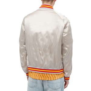 Custom Logo <b>Men's</b> Satin Baseball Bomber <b>Jacket</b> Vintage Streetwear <b>Flight</b> Bomber Down <b>Jacket</b> For Winter - Product Image 2