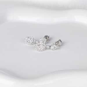 Moissanite 2CT Oval Cut Diamond Halo <b>Dangle</b> Drop <b>Earrings</b> Vintage Style with 925 <b>Silver</b> Fine Jewelry for Women's Engagement Gift - Product Image 4