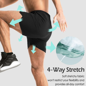 Wholesale Custom Lightweight Stretch Shorts Skinny <b>Elastic</b> Drawstring Bodybuilding Men's Cotton Joggers Shorts For Men - Product Image 3