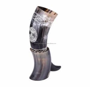 Natura Lhorn Corne à boire Viking polie Corne à bière à la mode avec support Artisanat indien écologique - Product Image 3