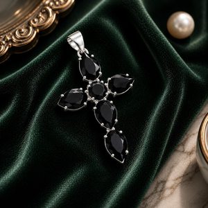 Pendentif Croix Pierre de Lune Plaqué Or Sertissage Clos Fait Main Argent Sterling Labradorite Bijoux Vintage à Superposer - Product Image 4