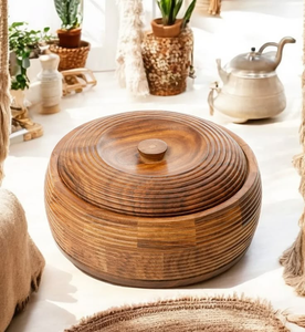 Boîtes à chapati en bois artisanales de haute qualité en gros, casseroles décoratives - Product Image 3