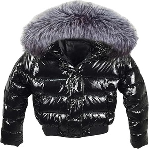 Men's <b>Navy</b> <b>Blue</b> Hooded Puffer <b>Jacket</b> Windproof Zipper Closure Casual Winter Outerwear Thick Polyester Filling Regular Fit - Product Image 3