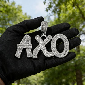 Iced Out Baguette Cut Moissanite Letter Name <b>Pendant</b> Channel Setting 925 <b>Silver</b> Hip Hop Style Jewelry Custom <b>Initial</b> <b>Pendant</b> - Product Image 6