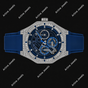 Reloj Blue Diamond con correa de caucho |   Reloj Automático de Lujo con Incrustaciones de Diamantes - Product Image 2