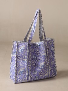 OEM Assorted Lavender Floral Quilted Cotton Tote <b>Bag</b> - Eco-Friendly Boho <b>Reusable</b> Shopper <b>Bag</b> - Product Image 1