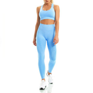 Conjunto Deportivo para Mujer, Leggings, Sujetador Deportivo, Ropa de Yoga, Pantalones Deportivos, Top Corto, Ropa Ajustada Activa, Sin Costuras, para Gimnasio y Fitness - Product Image 1