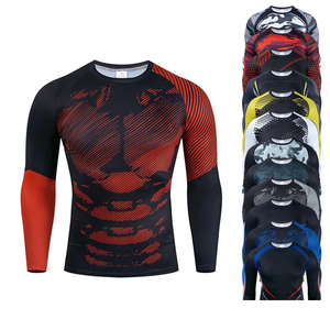 Men's OEM ODM Sublimation Printed Spandex Rashguard Compression Gym Surfing Diving BJJ MMA Shirt Customizable Surfing Diving - Product Image 1