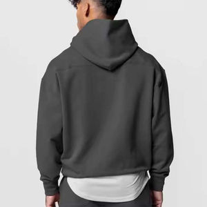 Sudadera con capucha de color sólido para hombre, corte regular, algodón French Terry, informal, con bolsillo, para otoño. - Product Image 2
