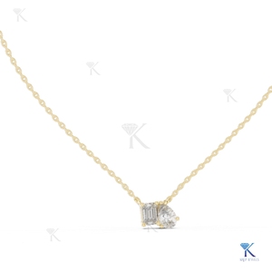 จี้เพชร Toi et Moi สร้อยคอทอง14K 18K สำหรับผู้หญิงหินสองก้อนรูปทรงลูกแพร์งานแต่งงานในห้องปฏิบัติการ - Product Image 1