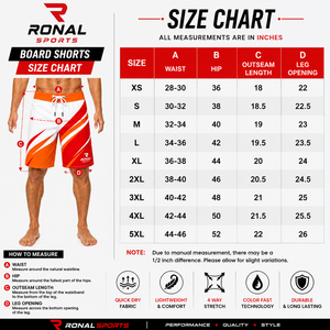 RONAL SPORTS Short de bain pour homme à séchage rapide, imprimé géométrique, avec cordon de serrage, orange, rouge, blanc, en promotion 2026 - Product Image 6