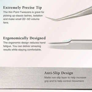 Pince à épiler élégante en acier inoxydable, pointe fine et précise, anti-magnétique, prise en main parfaite pour les applications professionnelles des cils - Product Image 4