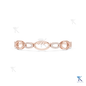 Lab Grown Diamond Interlocking Oval Station Bracelet 14K 18K <b>Solid</b> <b>Gold</b> Fine Women Modern Link Jewelry Manufacturer Wholesale - Product Image 6