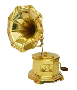 Gramophone indien Vintage en laiton fabriqué à la main en laiton brillant boîte carrée en bois à prix économique accessoire Audio vidéo indien - Product Image 1