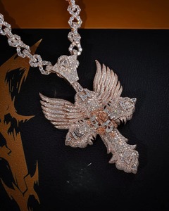 Rose Gold Plated Diamond Eagle Pendant Necklace Men's Hip Hop Style <b>Iced</b> <b>Out</b> <b>Chain</b> With Custom Logo Design Letter Pendant - Product Image 4