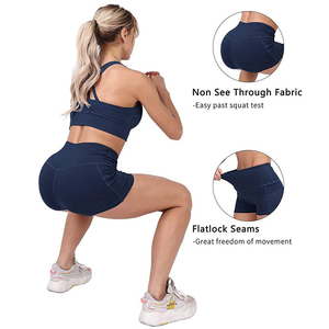Women's Custom Seamless Breathable Gym Yoga Shorts Solid Color Full Length Leggings <b>Elastic</b> Waist Side Pocket Biker Style <b>Belt</b> - Product Image 6