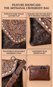 Vintage Floral Embossed Genuine Leather Shoulder Bag Crossbody Purse Cowhide Accent Flap <b>Wallet</b> Preppy Anti-Theft for Daily Use - Product Image 3