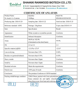 ผงเรนวูด เอ็น-อะซีทิล-แอล-ซิสเทอีน อาหารเสริมอะซิทิลซิสเทอีน CAS 616-91-1 เอ็น-อะซีทิล-แอล-ซิสเทอีน (<span class=keywords><strong>NAC</strong></span>) - Product Image 2