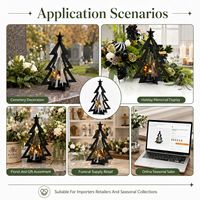 Großhandel 3D Weihnachtsbaum-Grablaterne mit schwarzem Metallrahmen und LED-Teelicht für Grabdenkmal-Einzelhandelsprogramme