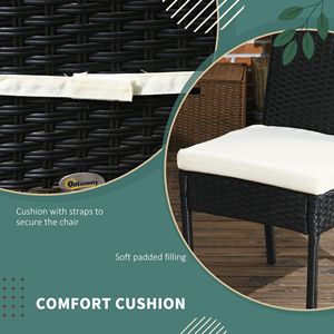 Sedie da Pranzo da Esterno in Rattan Bianco Crema con Comodi Cuscini per Uso in Patio - Product Image 4