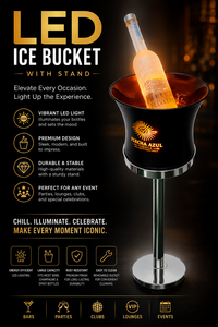 Seau à glace LED Flecha Azul avec support, design industriel rond en acier inoxydable, motif laser, refroidisseur de fête, bac à boissons lumineux - Product Image 2