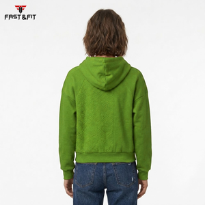 Sudadera con capucha informal para mujer, personalizable al por mayor con logo, estilo urbano, hombros caídos, transpirable, de punto. - Product Image 3