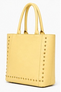 Gravs Luxury Genuine Leather Studded Solid Color Tote Bag Women Large Capacity Magnetic Button Closure England Style Daily Use - Product Image 3