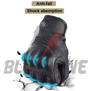Guantes deportivos transpirables de cuero negro, guantes de moto para las cuatro estaciones, guantes de ciclismo sin forro - Product Image 2