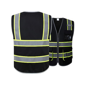 Chaleco de Seguridad Reflectante de Alta Visibilidad, Transpirable, Certificado CE, Gris con Rayas Amarillas, Cierre Frontal con Cremallera, Cuatro Bolsillos, Ropa de Trabajo Unisex - Product Image 4