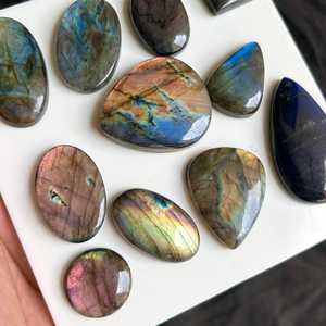 Wholesale Natural Multi Shape Labradorite Cabochon Loose Gemstones for Jewelry Making Polished Blue Flash Labradorite Stones - Product Image 5