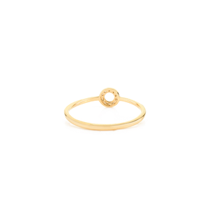 Anillo Delicado Minimalista de Oro Amarillo Real K14 con Diamante Redondo de Corte Brillante y Halo Abierto, Regalo de Graduación, Joyería - Product Image 6