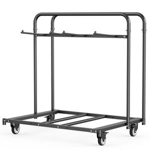"Hotel Trolley Folding Chair Rack 400 LBS Capacity Heavy Duty <b>Swivel</b> 5 <b>Tables</b>+14 Chairs Chair Storage Dolly Chair Holder" - Product Image 5
