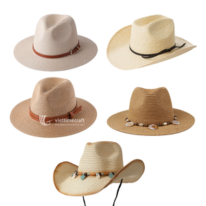 Straw <b>Hat</b> for Unisex Fedora & Cowboy Sun <b>Hat</b>, <b>Summer</b> Beach Panama <b>Hat</b> with Shell, Bead & Leather Accents for Outdoor Travel - Product Image 5