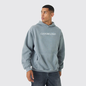 Custom Heavyweight 400-600GSM French Terry Zipper Hoodie Oversized Winter Hoodie Drop Shoulder for Men Solid Pattern Custom Logo - Product Image 1