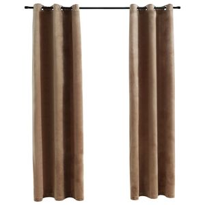 2 pezzi Beige 37 "x 63" tende oscuranti in velluto con anelli Beige 37 "x 63" Set mantovane e tende - Product Image 1