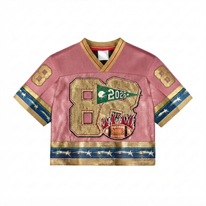 Wholesale Sports Dusty Pink <b>Mesh</b> Football Jersey Crop Top Custom Number 88 100% Polyester Quick Dry Vintage Athletic Streetwear - Product Image 1