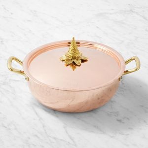 Olla de Cobre Puro Hecha a Mano con Tapa, Cacerola Tradicional de Cobre con Asas de Latón para Cocina Profesional - Product Image 1