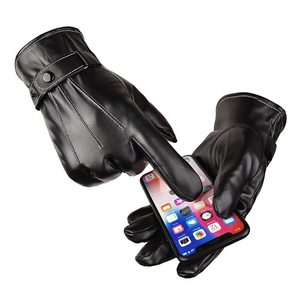Wholesale Rohzen Sports RS-WG-01 Winter <b>Leather</b> Gloves with Needle Detection Touchscreen & Thermal Lining for Travel Outdoor Use - Product Image 1